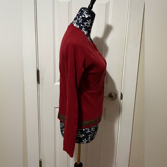 Xhilaration Women's Acrylic Button Up Cardigan With Jacquard Ribbon Trim Small - Picture 10 of 16